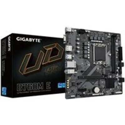 GIGABYTE B760M E Placa base - Compatible con procesadores Intel Core 14ª generación, VRM de 6+1+1 fases, hasta 7200 MHz DDR5 (OC), 2xPCIe 4.0 M.2, LAN 1 GbE, USB 3.2 Gen 1