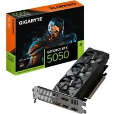 GIGABYTE GeForce RTX 5050 OC Low Profile 8G Tarjeta Gráfica - 8GB GDDR6, 128bit, PCI-E 5.0, 2587MHz Frecuencia del núcleo, 2 x DP, 2 x HDMI, NVIDIA DLSS 4, GV-N5050OC-8GL