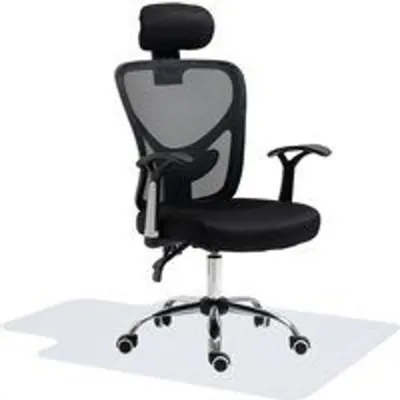 Homcom Conjunto De 1 Silla De Oficina Y Alfombra Protectora De Suelo