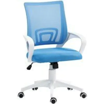 Homcom Silla De Oficina De Malla Con Altura Ajustable Carga 120 Kg Azul Claro