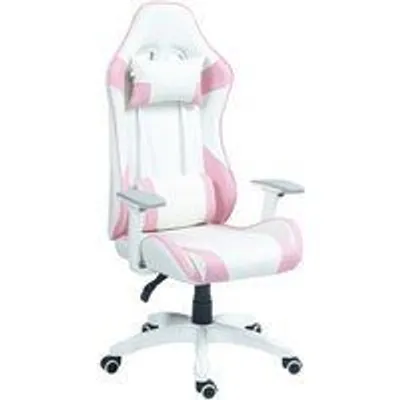 Homcom Silla Gaming Reclinable Giratoria Con Cojín Lumbar 67x60x120-128 Cm Rosa