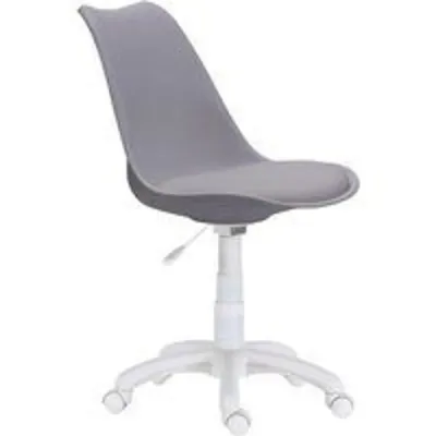 Home Heavenly Tulipa Silla de Escritorio Giratoria/Elevable con Asiento Tapizado Polipiel Gris