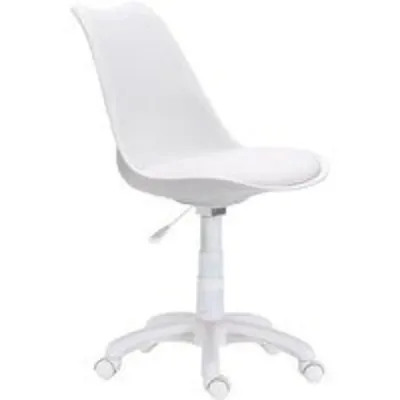 Home Heavenly Tulipa Silla de Escritorio Giratoria/Elevable con Asiento Tapizado Polipiel Blanco