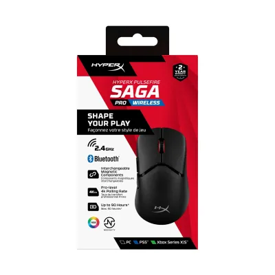 HyperX Pulsefire Saga Pro Ratón Gaming Inalámbrico Negro