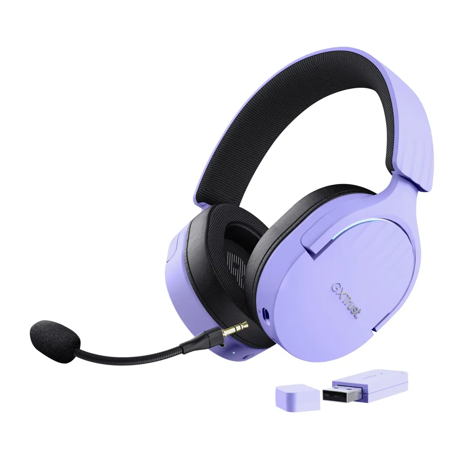 Trust GXT 491P FAYZO Auriculares USB-A & BT Negro/Púrpura