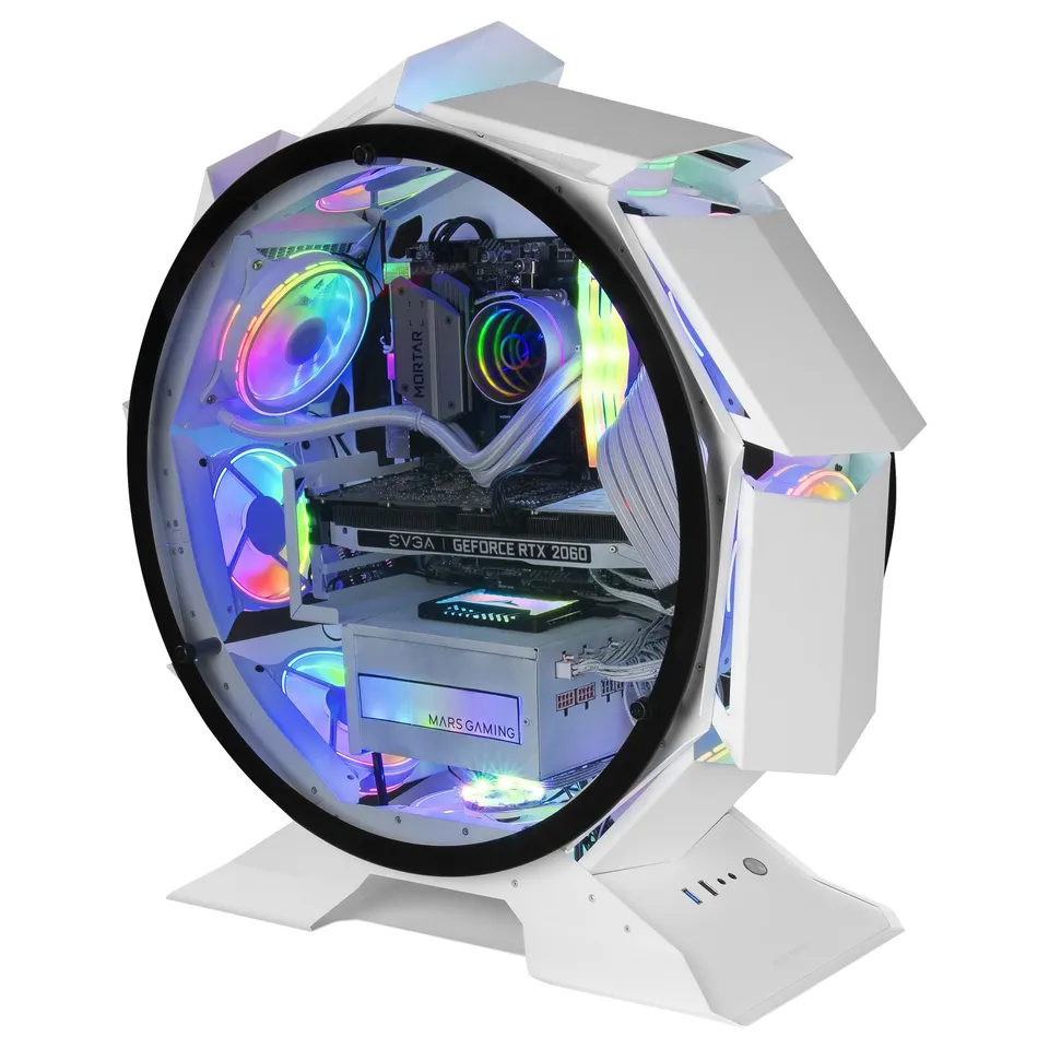 Mars Gaming MCORB Micro-ATX XL Blanco Circular Doble Cristal