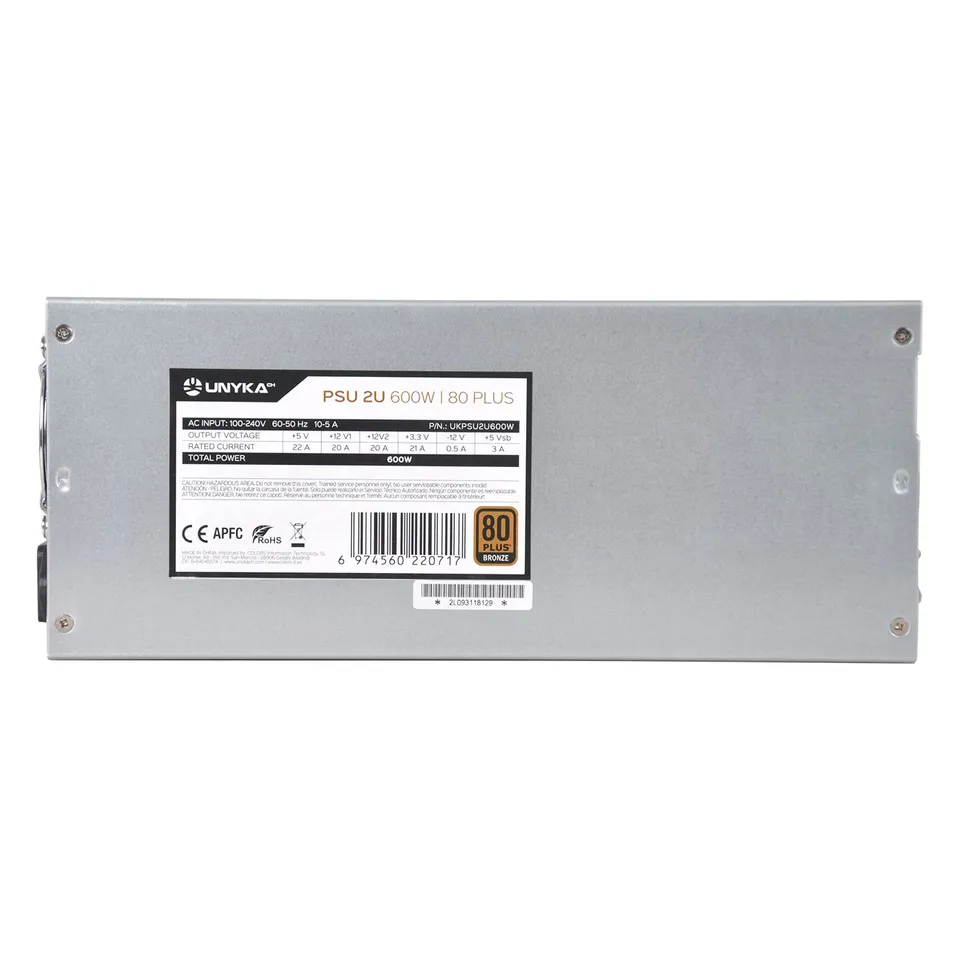 UNYKA Fuente de Alimentación 2U 600W 80 Plus Bronce