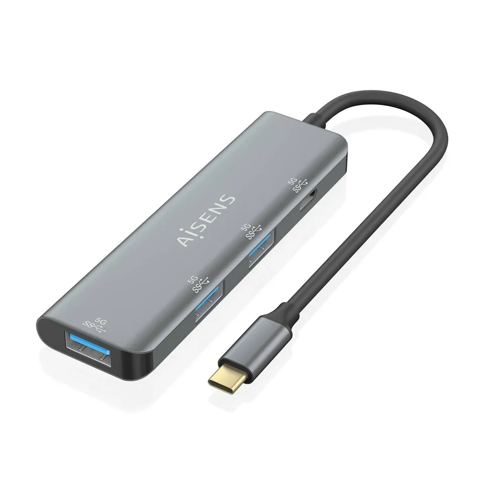 AISENS Hub USB 3.2 Gen1 USB-C 5G Gris 15 cm