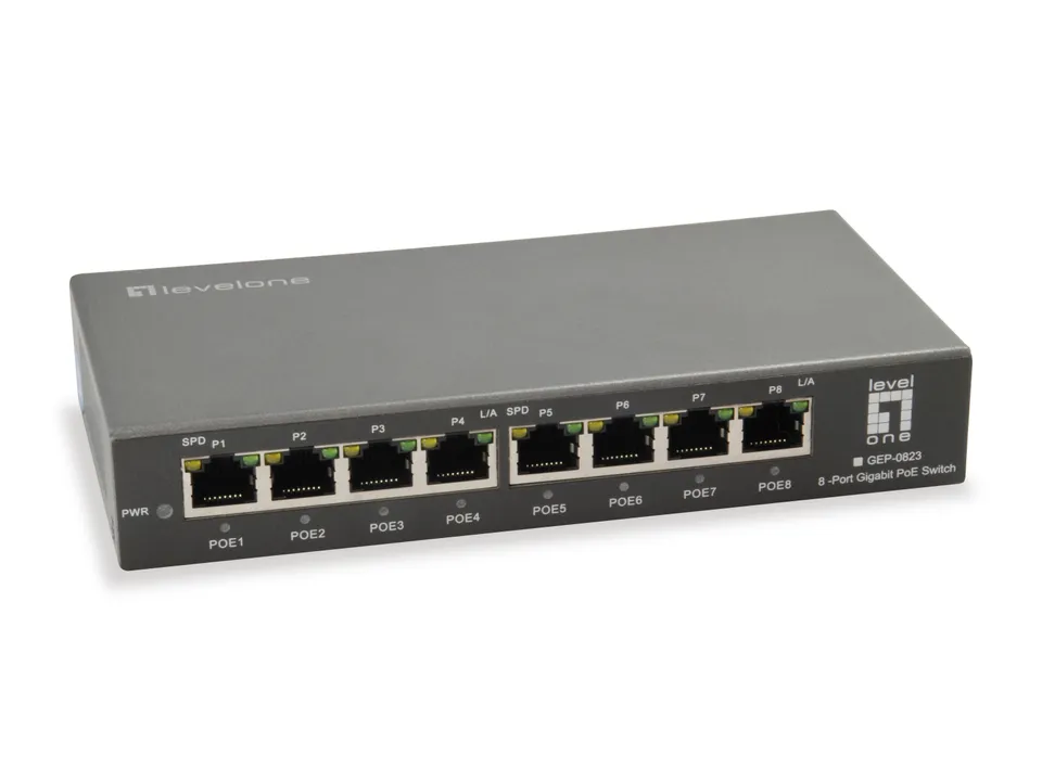 LevelOne GEP-0823 Switch Gigabit Ethernet PoE Negro