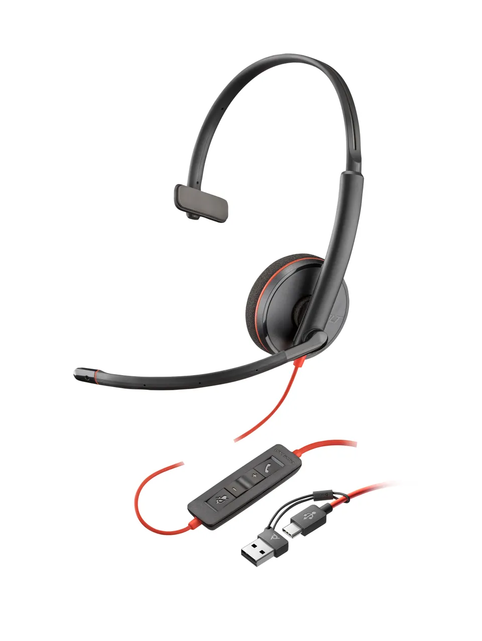 POLY Blackwire 3210 Monoaural USB-C + Adaptador USB-C/A