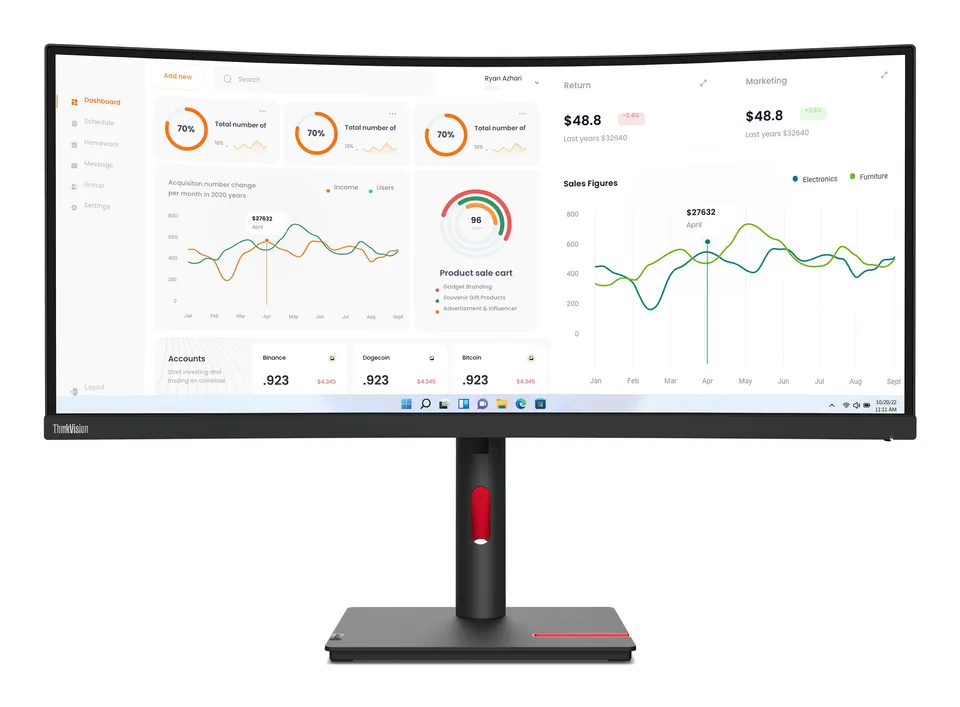 Lenovo ThinkVision T34w-30 Pantalla LED 34 pulgadas Quad HD Negro