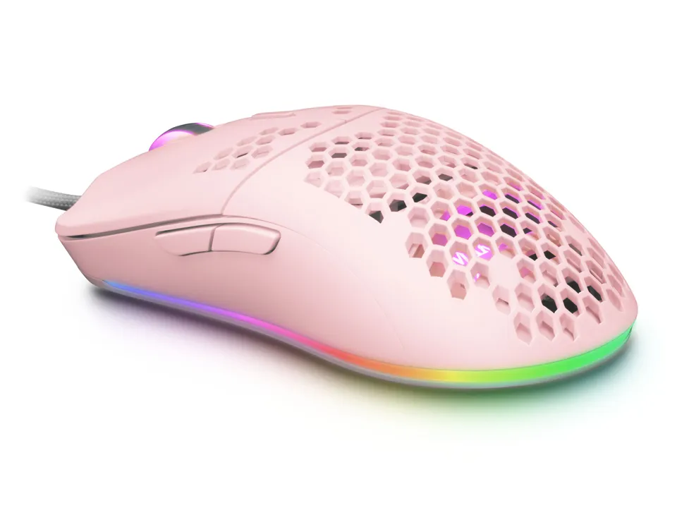 Mars Gaming MMAX Ratón Ultraligero 69g Óptico 12400DPI Chroma RGB Soft Rosa