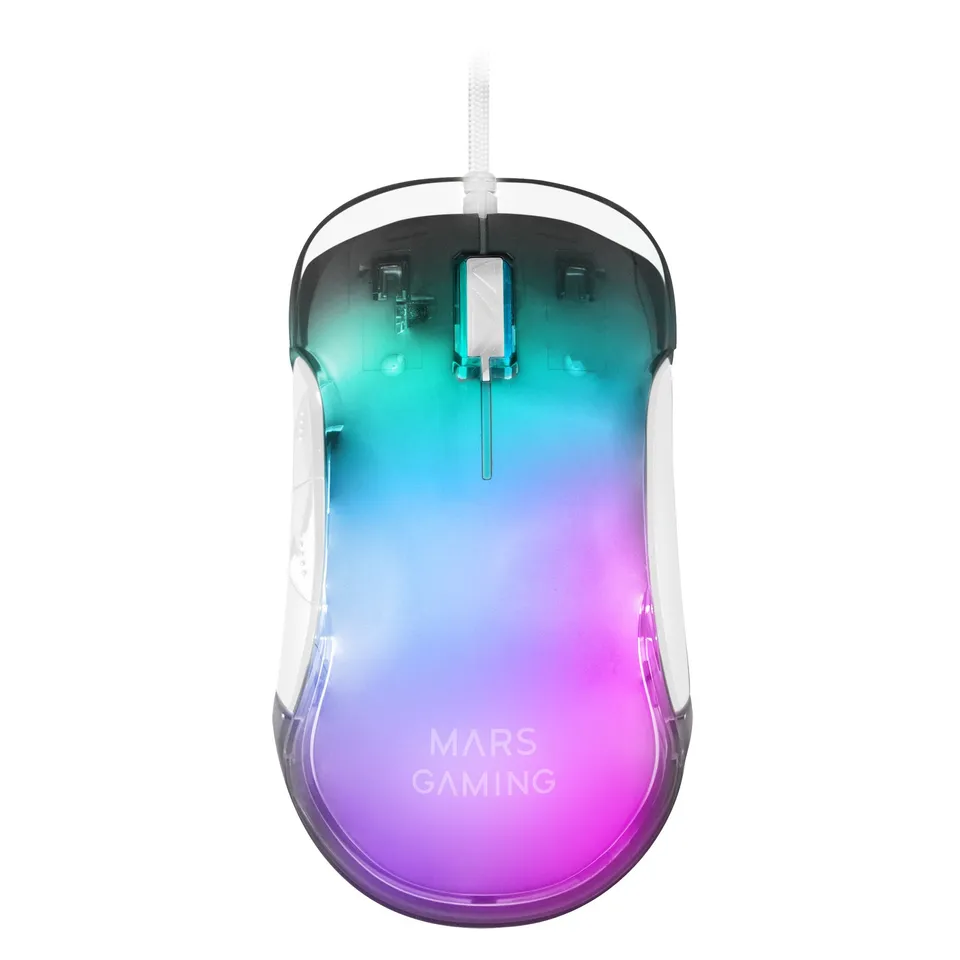 Mars Gaming MMGLOWW Blanco Espejo RGB Ultraligero 12800 DPI