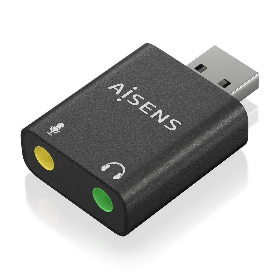 AISENS Conversor USB-A Audio 48KHz 2xJack 3.5 mm Negro