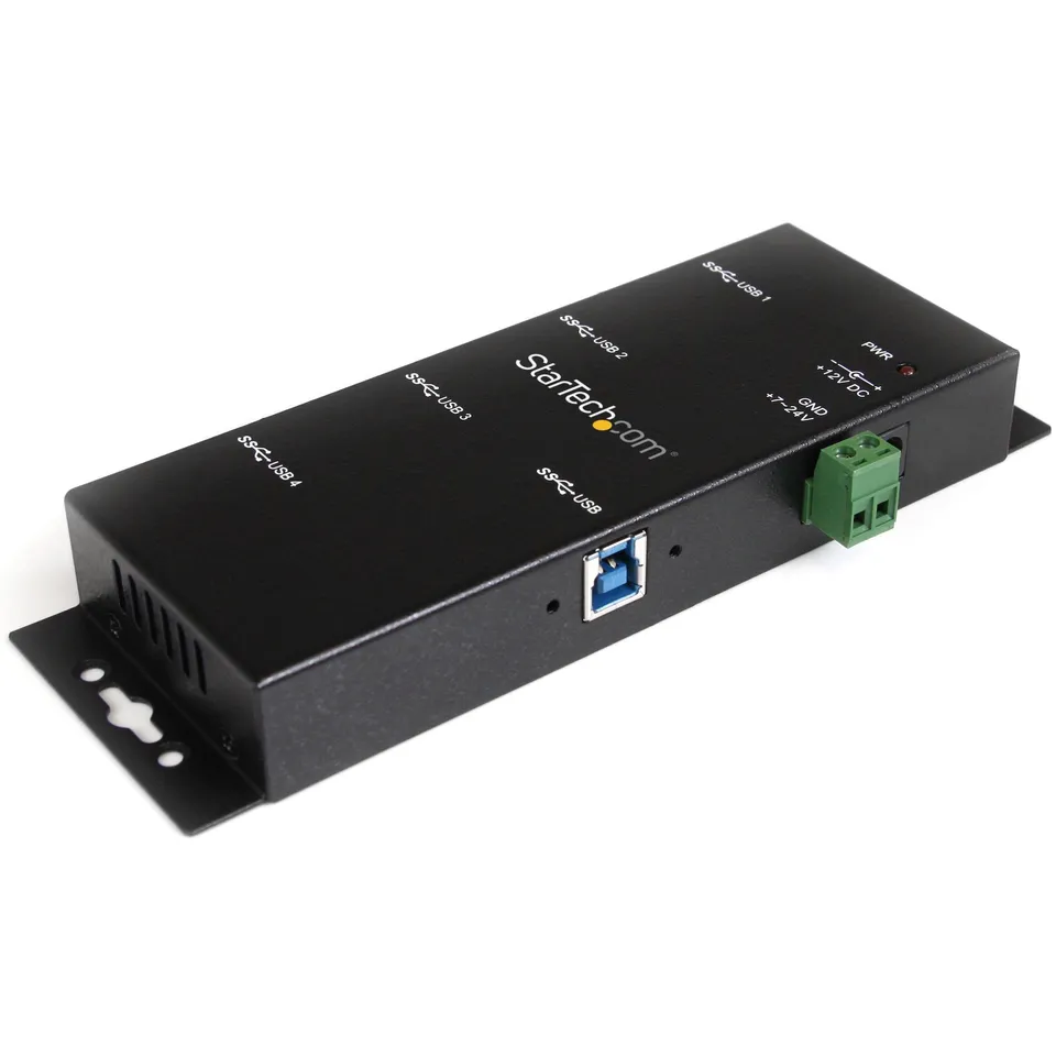 StarTech.com Hub USB 3.0 de 4 Puertos Metal con Montaje en Carril DIN Pared Escritorio