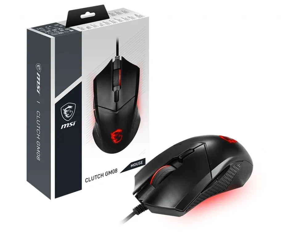 MSI Clutch GM08 Ratón Ambidextro Óptico 4200 DPI USB Tipo-A
