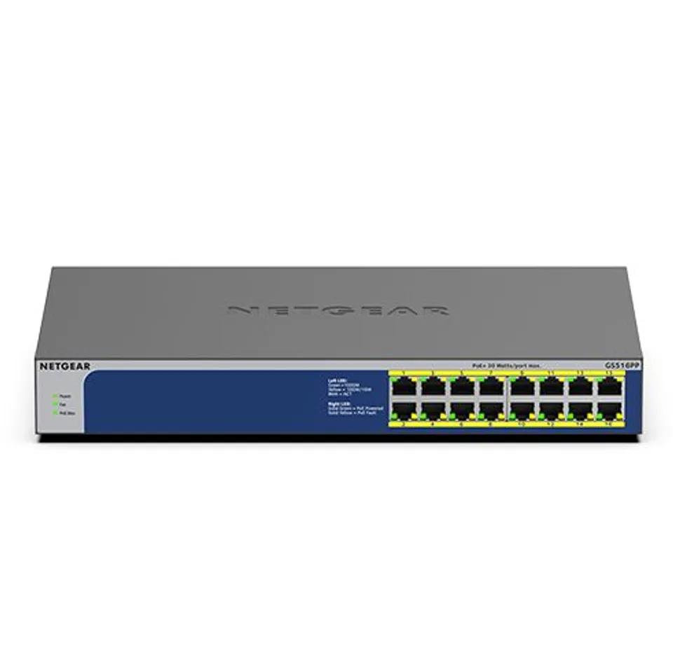 NETGEAR GS516PP Switch Ethernet No Administrado PoE Azul Gris