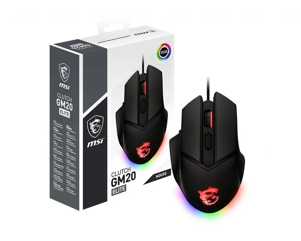 MSI Clutch GM20 Elite Ratón Gaming Óptico 6400 DPI