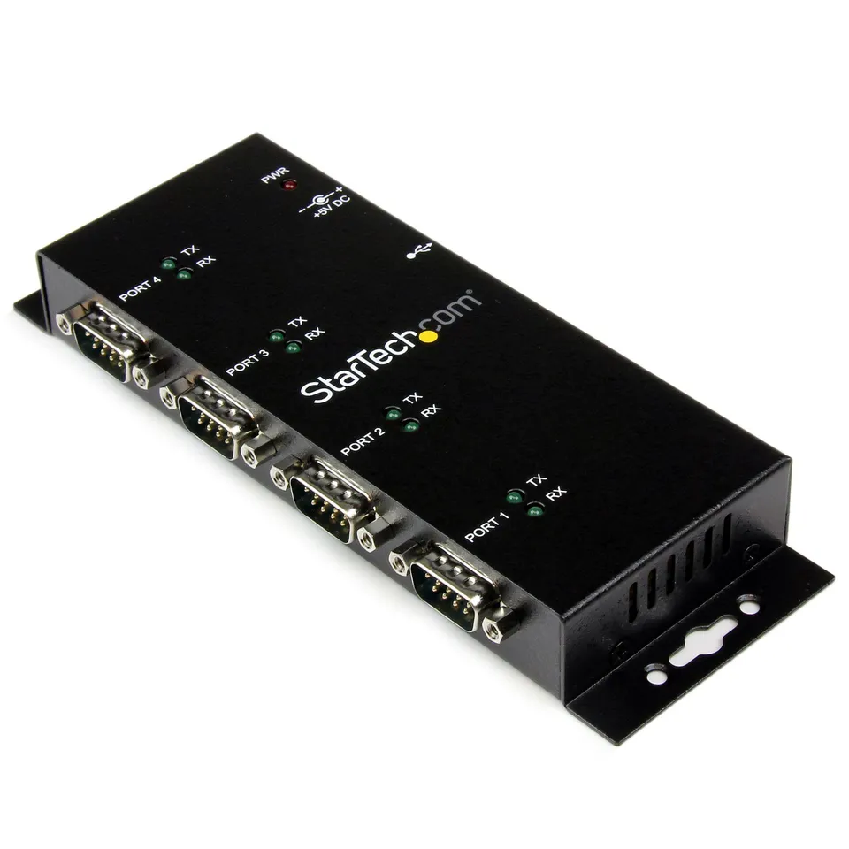 StarTech.com Concentrador Adaptador RS232 USB DB9 4 Puertos Riel DIN Pared