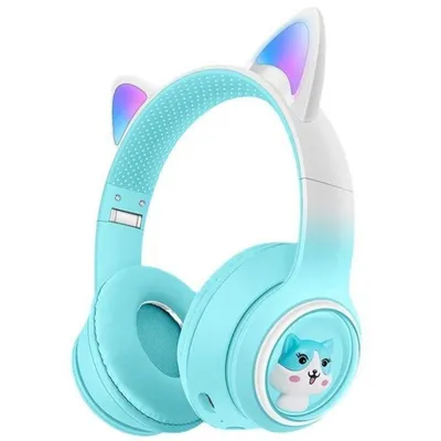 Kinsi AKZ-02 Auriculares Inalámbricos Orejas Gato RGB Azul