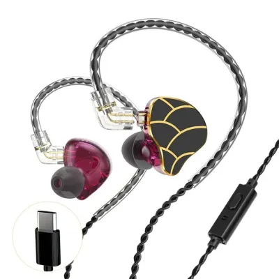 Kinsi H818 Auriculares Botón InEar Negros/Burdeos