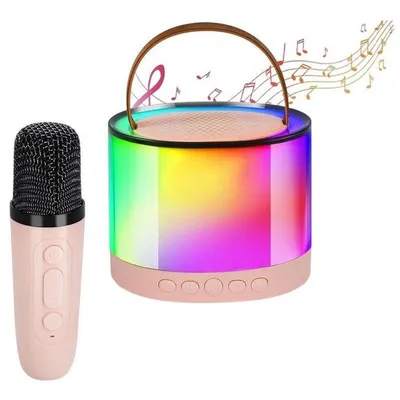 Klack Altavoz Portátil Karaoke con Micrófono Luces LED Efectos Cambio de Voz Rosa