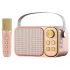 Klack Karaoke Retro Subwoofer Bluetooth 10W Rosa Micrófono