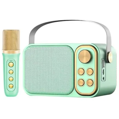 Klack Karaoke Retro Subwoofer Bluetooth 10W Verde Micrófono