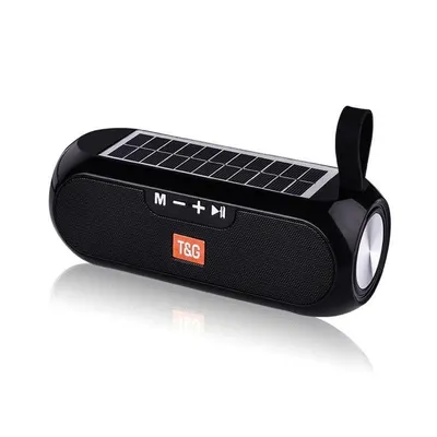 Klack TG-182 Altavoz Bluetooth Estéreo Carga Solar Resistente al Agua AUX Radio FM Negro