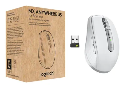 Logitech MX Anywhere 3S for Business, ratón inalámbrico, compacto, 8000 DPI, desplazamiento MagSpeed, clic discreto, Bluetooth, conexión Logi Bolt segura, para Windows/Mac/Chrome/Linux, Gris Claro