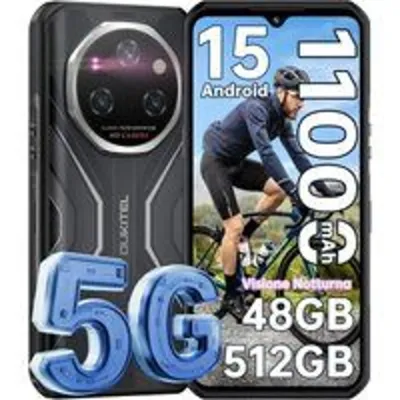 Móvil OUKITEL WP55 Pro 5G 16GB 512GB Dual SIM Batería 11000mAh IP68 120Hz NFC Android Negro