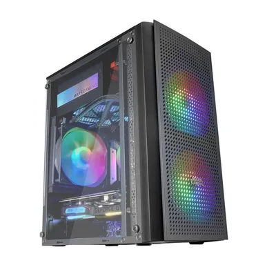 Mars Gaming MC300 Negro mATX, Cristal Templado Mesh, 3x FRGB
