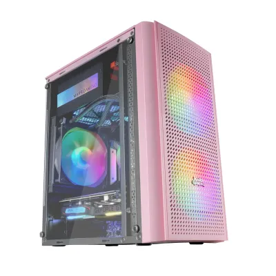 Mars Gaming MC300P Rosa – Micro ATX Cristal Templado 3 FRGB