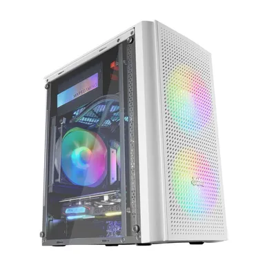 Mars Gaming MC300W Blanco Micro-ATX FRGB Cristal Templado