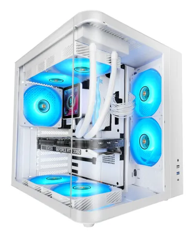 Mars Gaming MC-CURVW Midi Tower Negro, Blanco