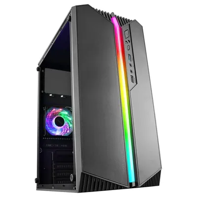 Mars Gaming MC-S1 Negro, Caja PC Compacta Gaming Micro-ATX, Iluminación ARGB 12 Modos, Ventilador FRGB, Ventana Lateral Completa