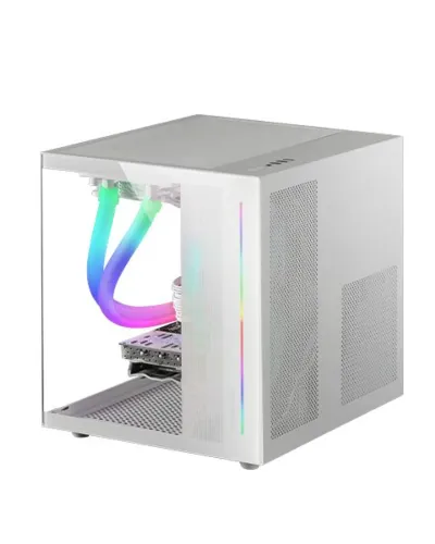 Mars Gaming MC-VIEW Caja PC Gaming Micro-ATX Cristal Templado Refrigeración Líquida Blanco