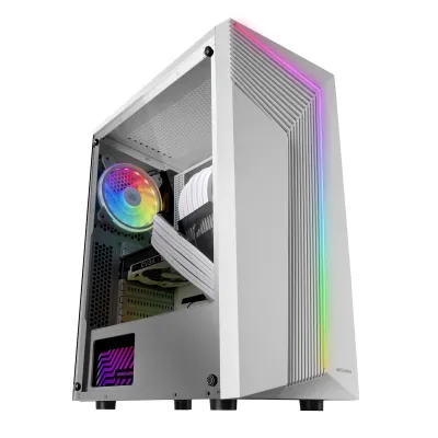 Mars Gaming MC-X7, Caja PC Gaming ATX, Frontal ARGB, Ventilador 12cm RGB, Ventana Lateral Completa, Blanco
