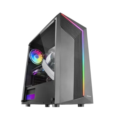 Mars Gaming MC-X7, Caja PC Gaming ATX, Frontal ARGB, Ventilador 12cm RGB, Ventana Lateral Completa, Negro