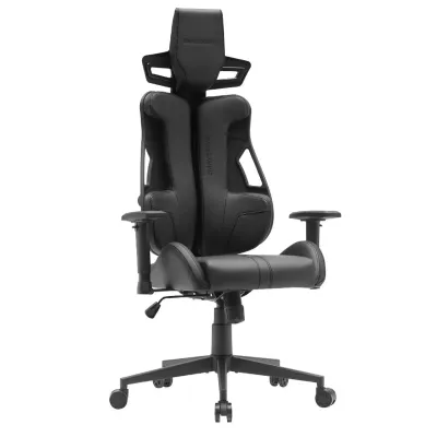 Mars Gaming MGC-ELITE, Silla Gaming Ergonómica, Respaldo Flexible Adaptativo, Reposabrazos Ajustables 2D, Asiento Reclinable, Acabado Cuero PU, Silla de Oficina con Ruedas XL, Pistón Gas Clase 4, Negro