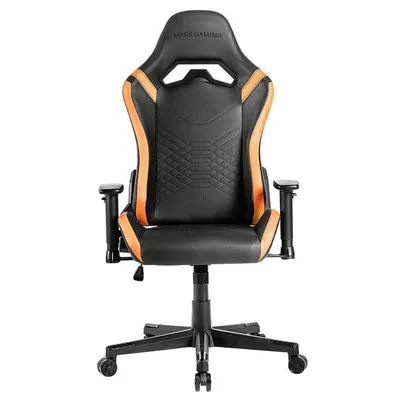 Mars Gaming MGC-PRO, Silla Gaming Profesional, Acabado Cuero PU, Reposabrazos 2D y Respaldo Reclinable 135°, Cojines Lumbar y Cervical Soft-Touch, Ruedas XL y Pistón Gas Clase 4, Naranja