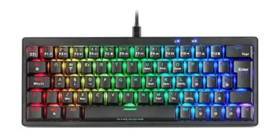 Mars Gaming MKMINIPRO, Teclado Mecánico Ultra-Compacto 60%, Switches Mecánicos Hot-Swappable, Iluminación RGB Chroma, Teclado Gaming Antighosting, Multiplataforma, Switch Silencioso, Español, Negro
