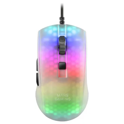 Mars Gaming MMRW Ratón Gaming RGB Chroma 12800 DPI Switches Mecánicos HUANO Blanca
