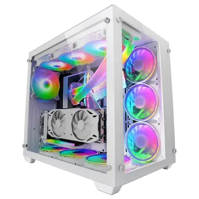 Mars Gaming Torre Gaming Custom XXL E-ATX, Ventana Cristal Templado Lateral y Frontal, Estructura Modular Doble Cámara, MCV3, Color Blanco