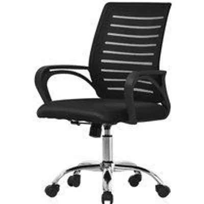 ML Design Silla de Oficina Ergonómica con Asiento Regulable Tapizado de Malla Negra