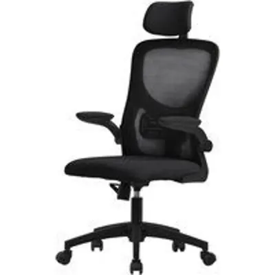 ML Design Silla de Oficina Ergonómica con Asiento Regulable y Reposacabezas Negro