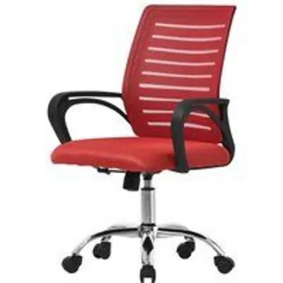ML Design Silla de Oficina Ergonomica con Asiento Regulable Tapizado de Malla Roja