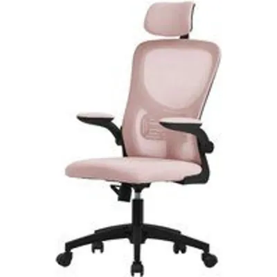 ML Design Silla de Oficina Ergonomica con Asiento Regulable y Reposacabezas Rosa