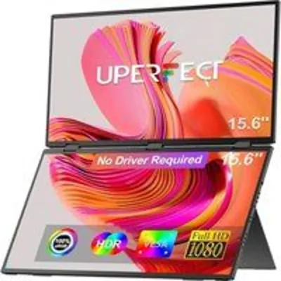 Monitor portátil UPERFECT Plegable Triple Pantalla, Rotación 360°, sRGB 100%, VESA, USB-C