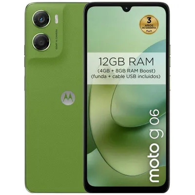 Motorola Moto G06 4GB 64GB 6.88" LCD 120Hz 4G Dual SIM NFC IP64 Batería 5200mAh Android 15 Verde
